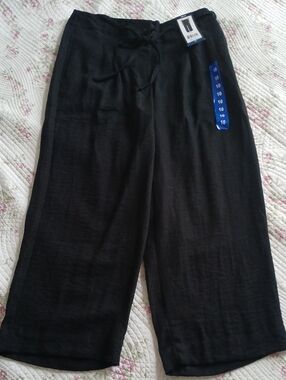 Sz 10 - DKNY Women's Black Drawstring Ankle Pants